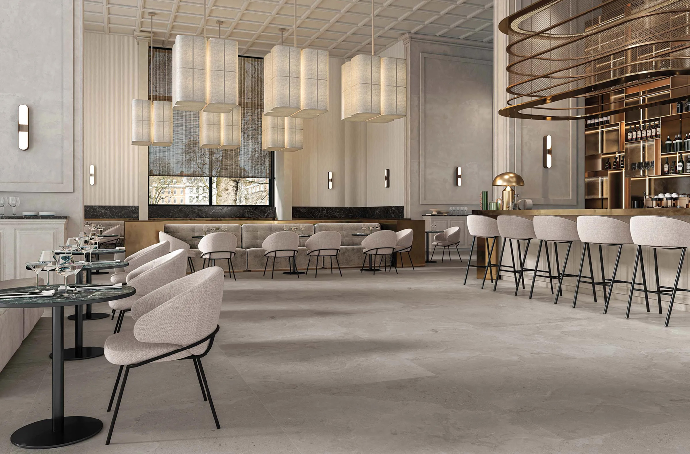 restaurant carrelage grand format