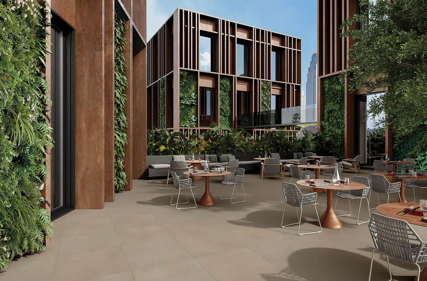 restaurant carrelage grand format